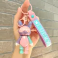 Schattige gegalvaniseerde konijnen sleutelhanger trendy tas hanger voor autosleutel nieuw - Paars en Roze Lucky Konijn