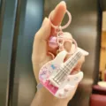 Simpatico cartone animato animale chitarra portachiavi mini giocattolo musicale borsa regalo - Chitarra Animale Coniglio / Rosa