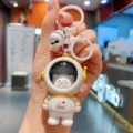 Cute astronaut bear keychain pendant with glowing light creative design for bags and keys - Astronaut - Gold Bear