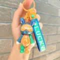 Gegalvaniseerde splitsing geluk konijn sleutelhanger, trendy schattige pop tas hanger cadeau. - Blauw en Oranje Lucky Konijn