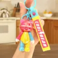 Colorful cartoon electroplated bear keychain, stylish PVC soft rubber bag pendant accessory. - Electroplated Color Block Bear - Red and Yellow