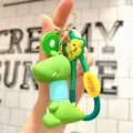 Cute cartoon dinosaur keychain with telescopic neck, fun stress relief bag pendant accessory. - Telescopic Sitting Dinosaur - Light Blue Neck