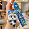 Leuke Chinese stijl panda sleutelhanger met tijgerhoed, perfecte tasbedel en cadeau. - Blauw Tijgerkop