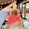 Cute capybara plush keychain with crown and cape, soft animal bag pendant toy charm. - Cassock