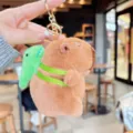 Cute capybara plush keychain with small turtle backpack, soft fluffy animal bag charm pendant. - Crocodile Backpack