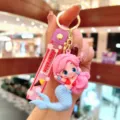 Leuke cartoon zeemeermin sleutelhanger schattige pop tas hanger autosleutelhanger - Donkerblauwe Zeemeermin