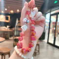 Creative acrylic cheese beaded keychain for women, stylish bag charm and cute car key ring accessory - Cheese Beaded / Cheese Beaded - Red