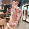 Creative acrylic beaded keychain cute pink phone charm lovely bag pendant accessories for women - Cheese Beaded / Cheese Beaded - Pink