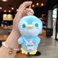 Cute cartoon penguin plush keychain fluffy bag pendant kawaii star toy accessory for gifts - Blue