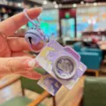 Mini luminous vintage camera keychain, cute cartoon bag charm pendant with sound and light. - Purple Kitten