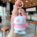 Süßer rosa Aufzieh-Panda Schlüsselanhänger, kreativer Cartoon Taschenanhänger Geschenk. - Rosa