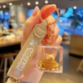 Cute Cartoon Capybara Oil Acrylic Quicksand Bottle Keychain Schoolbag Pendant Gift - Quicksand Capybara - Bathing