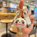 Cute cartoon panda nail clipper keychain with ear pick and bell, creative bag pendant accessory. - White Panda / L