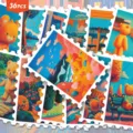 36pcs mignons ours paysage timbres autocollants étanches DIY journal décoration esthétique - 36 Feuilles