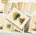 36pz adesivi francobollo rana bosco vintage acquerello decorativi per diario fai da te - 36 Pezzi/Confezione
