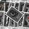 36pz adesivi per francobolli tarocchi gotici scuri, decalcomanie decorative vintage per diario. - 36 Pezzi/Confezione / Bianco e nero