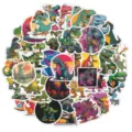 50pcs Cartoon Dinosaur Stickers Vinyl Waterproof T-Rex Graffiti Decals for Luggage DIY - 50 Sheets