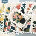 Adesivi per francobolli floreali botanici vintage, stile Morandi decorazione diario fai da te. - 36 Pezzi/Confezione