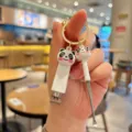 Leuke schattige panda nagelknipper sleutelhanger en oorlepel set voor tas als leuk kado. - Witte Panda / S