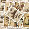Set 36 adesivi francobollo cibo vintage, impermeabili in PVC per diario e decorazioni DIY. - 36 Pezzi/Confezione