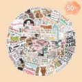50 pezzi adesivi di lettura di libri impermeabili estetici letterari per valigia fai-da-te - 50 Pezzi/Confezione