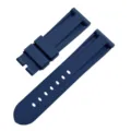 Correa de reloj de goma azul oscuro vista de detalle, repuesto de silicona deportivo resistente. - Correa Sola 24mm / Azul marino