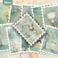 36pz stile pastorale simpatico coniglio adesivi francobollo, decalcomanie decorative diario. - Multicolore