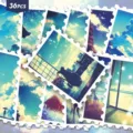 Vista dettagliata del set di adesivi in stile francobollo con paesaggio di cielo da sogno. - 36 Pezzi/Confezione