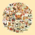 Simpatici adesivi bulldog francese cartone animato impermeabili set da 55 pezzi sticker - Set di Adesivi Bulldog / 55 Pezzi/Confezione