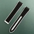 Correa de reloj de silicona caucho negro blanco reemplazo 20mm impermeable deporte. - Correa Individual / Cara Negra Fondo Gris Claro
