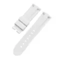 Detalle de correa de reloj de silicio blanco, repuesto de goma impermeable para deportes. - Blanco