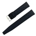 Correa de reloj de silicona negra con agujeros transpirables y hebilla de acero. - 18mm / Negro