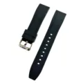 Primer plano detallado de una correa de reloj de silueta negra con hebilla metálica resistente. - 18mm / Negro