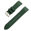 Correa de reloj de silicona verde oscuro con pasadores rápidos y hebilla plateada. - Verde oscuro