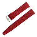 Correa de reloj de silicona roja con diseño perforado y hebilla plateada, correa deportiva universal. - 18mm / Rojo