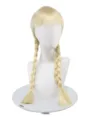 Light blonde braided wig with bangs, perfect for cosplay, parties, and daily fashion styling. - Gold
