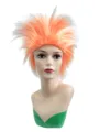 Orange white spiky punk wig festival party rock cool cosplay costume hair styling accessory - Orange White