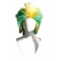 Parrucca da tifoso colorata in verde e giallo per carnevale, partite e feste allegre. - Verde Giallo