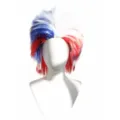 Parrucca da Tifoso Patriottica Colorata Posticcio per Eventi Sportivi Festa di Carnevale - Blu Bianco Rosso