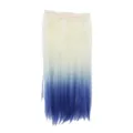 Détail d'extension de cheveux à clips dégradé, cheveux synthétiques lisses blanc à bleu. - Bleu