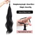 Synthetisch krullend haar extensie in natuurlijk zwart knotje met elastische haarring - Zwart
