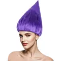 Purple Troll Wig High Volume Cone Anti-Gravity Hair Halloween Party Cosplay Costume Styling - Purple