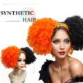 Halloween black orange two tone afro curly synthetic hair wig detail display view - Orange Red