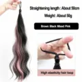 Synthetische haarverlenging roze zwart gemarkeerd haarstukje staart knot haarelastiek - Roze Gemarkeerd