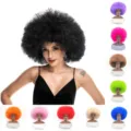 Fluffy afro wig short synthetic fiber black party costume wig for women festival performance - Random
