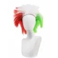 Italy flag colors fan spiky wig synthetic hair for soccer match party supporter costume prop - Red White Green