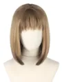 Fashion daily short straight bob wig with cute bangs synthetic brown hair daily wear - Gradient Dark Coffee