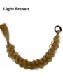 Synthetic long braided hair extension with black elastic band in light brown color for daily use. - Light Brown