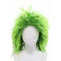 Hellgrüne Punk-Rock-Lockenperücke, flauschige Afro-Cosplay-Perücke für Halloween, Detailansicht. - Grün