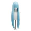 Hellblaue lange glatte Cosplay Perücke 80cm mit Pony, ideal für Anime Styling und den Alltag. - Hellblau
